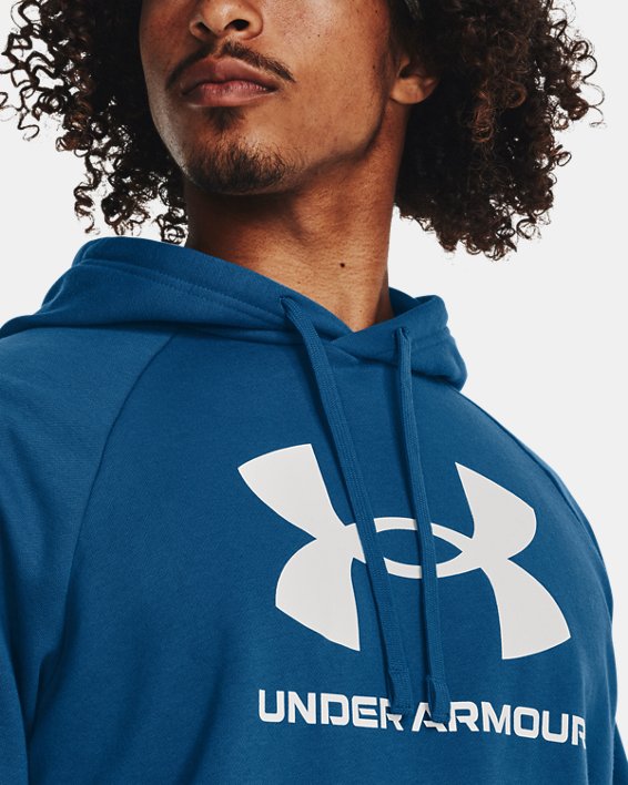 Men's UA Rival Fleece Logo Hoodie, Blue, pdpMainDesktop image number 3